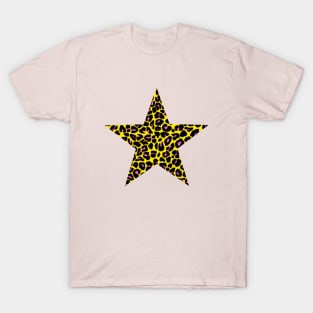 Leopard Print Pattern in Yellow, Pink and Black T-Shirt